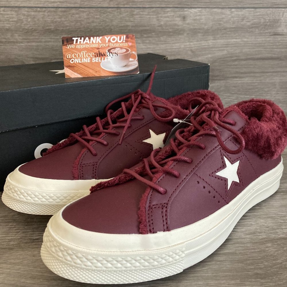 Converse One Star Ox Dark Burgundy Red White Size 7.5 Women's New With Box NWB